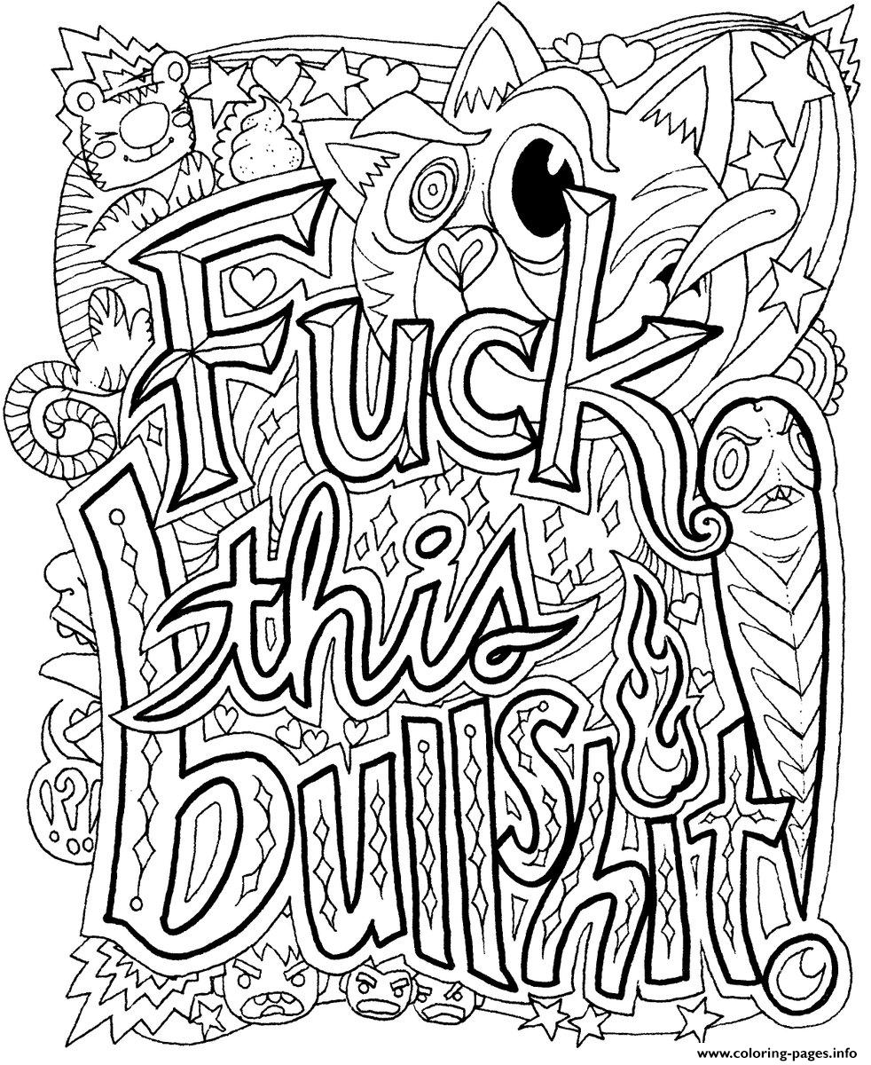 Fuck Bullshit Word Doodle Coloring Pages Printable Online