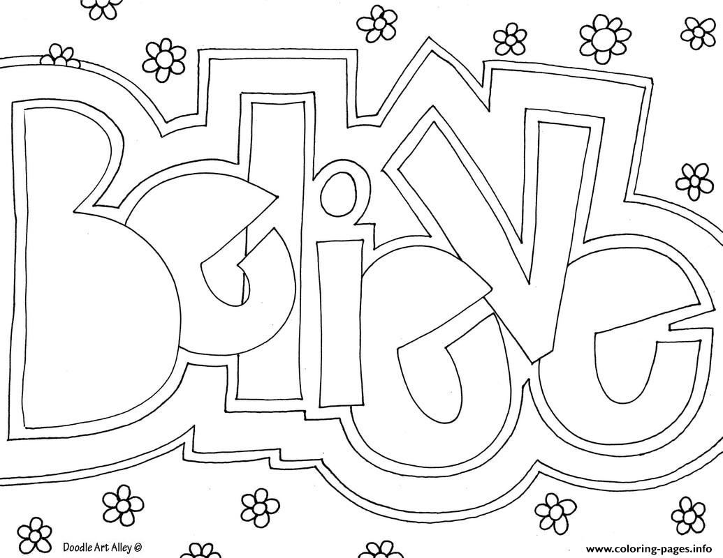 Word Coloring Pages Printable Art
