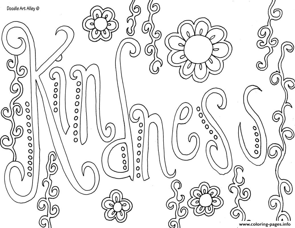 Word Kindness Coloring Pages Printable