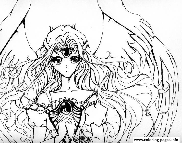 Anime Angel Girl 3 Coloring Pages Printable Angels