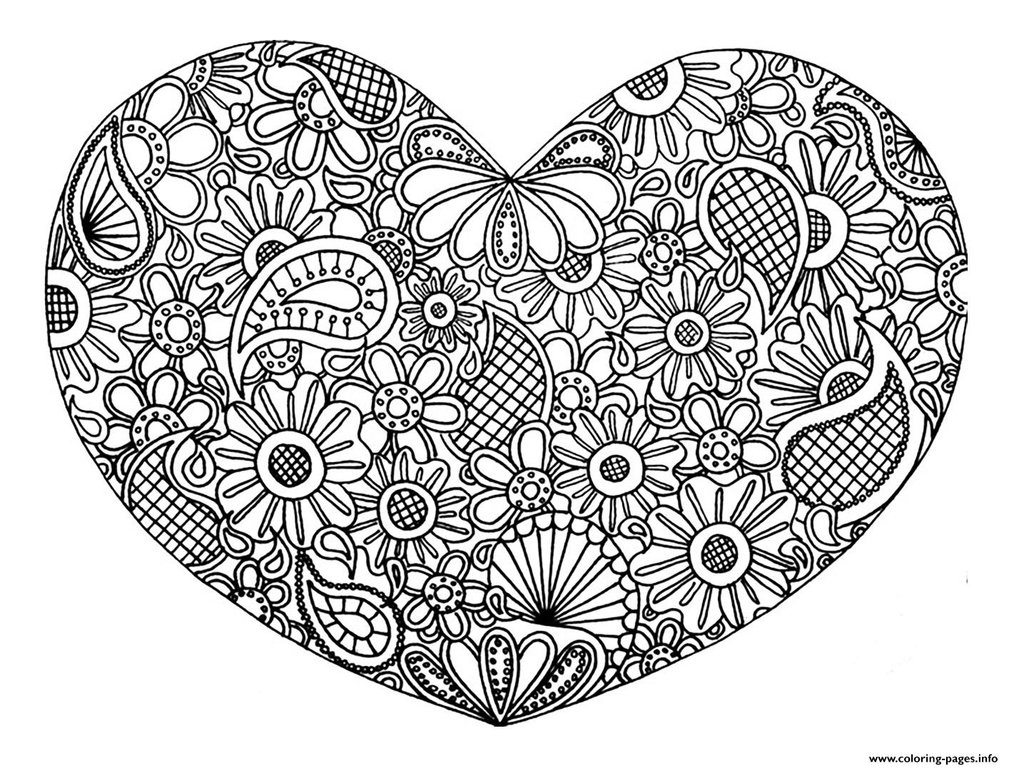 Print adult heart mandala fleurs zen 2017 coloring pages