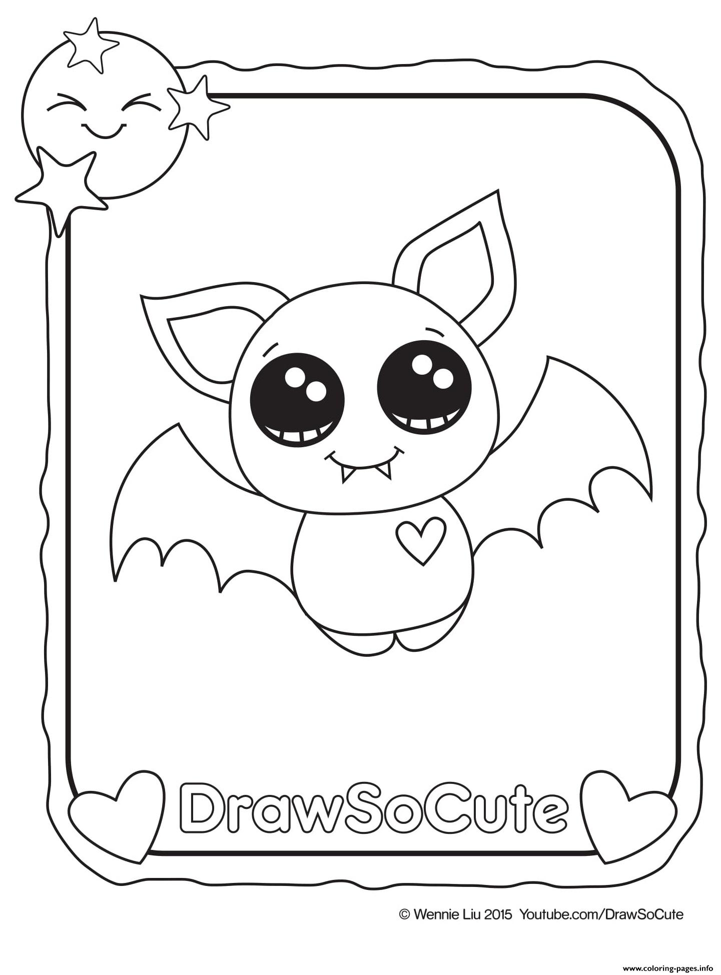 Halloween Bat Draw So Cute Coloring Pages Printable
