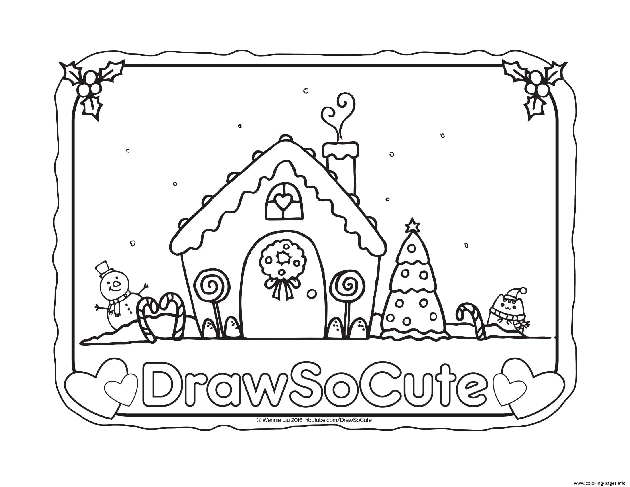 Gingerbread House Draw Cute Coloring Pages Printable