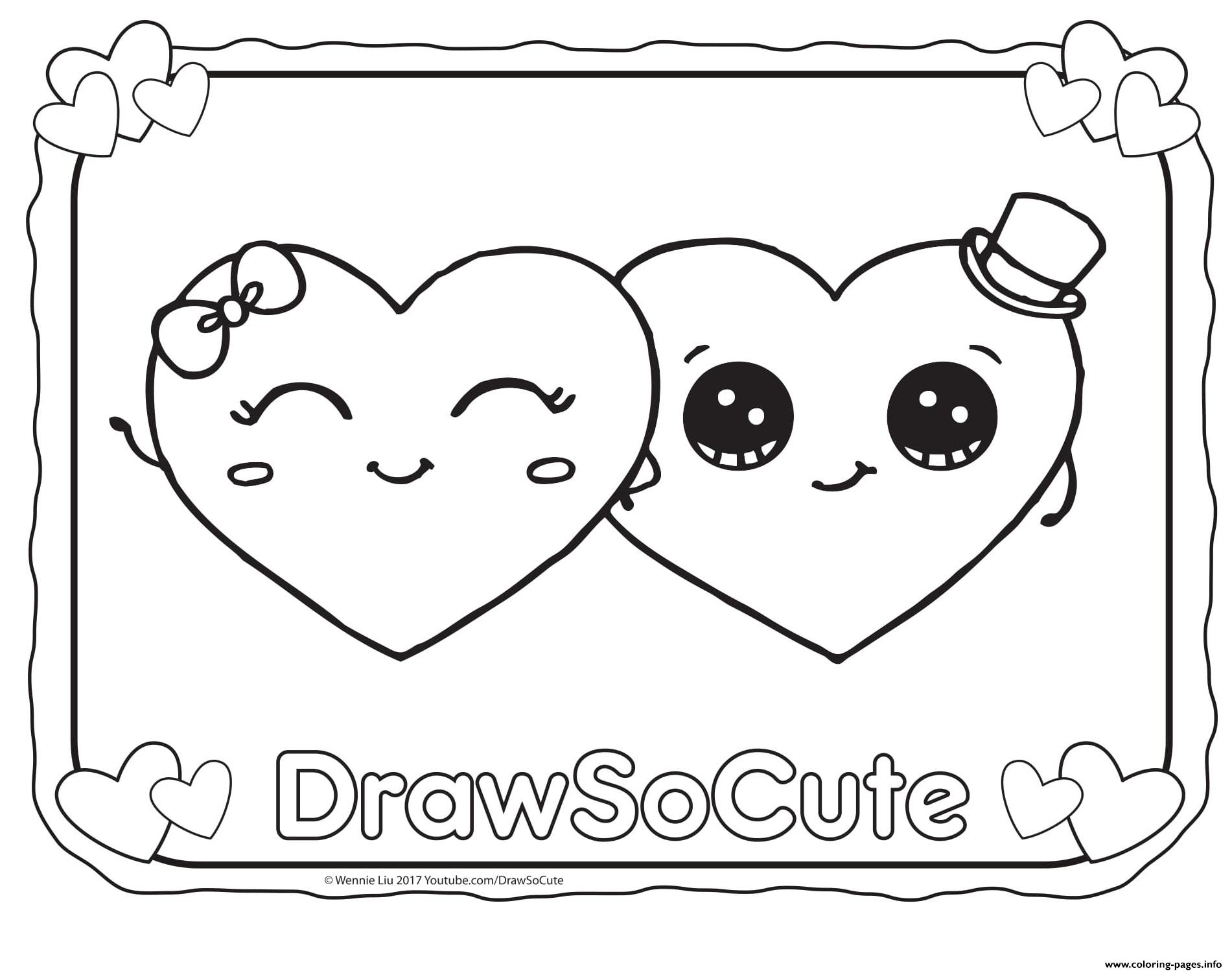 Valentine Hearts Draw Cute Coloring Pages Printable