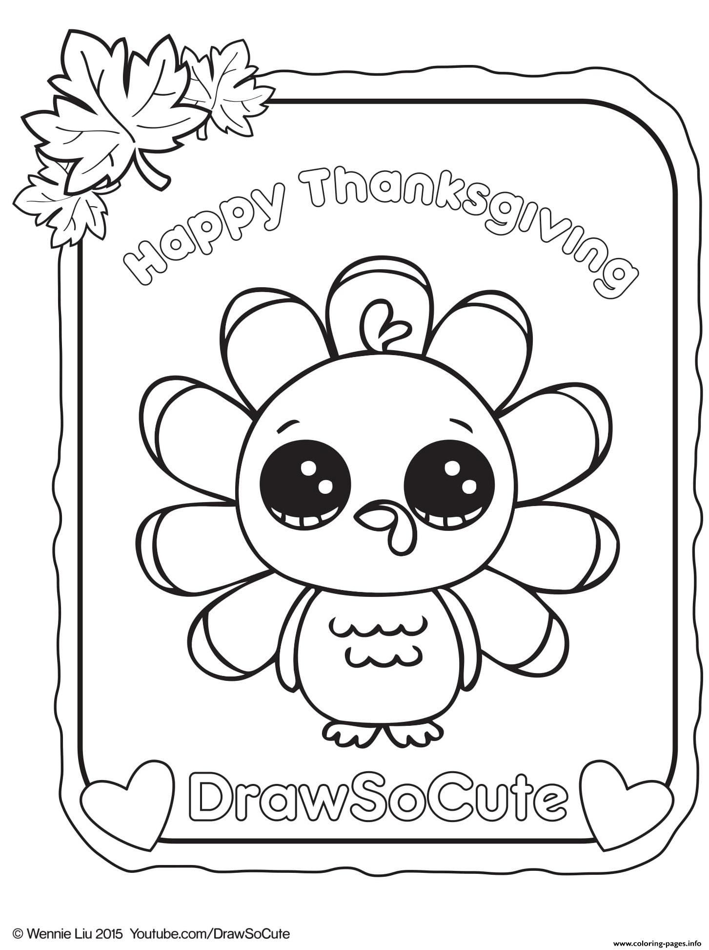Thanksgiving Turkey Draw So Cute Coloring Pages Printable