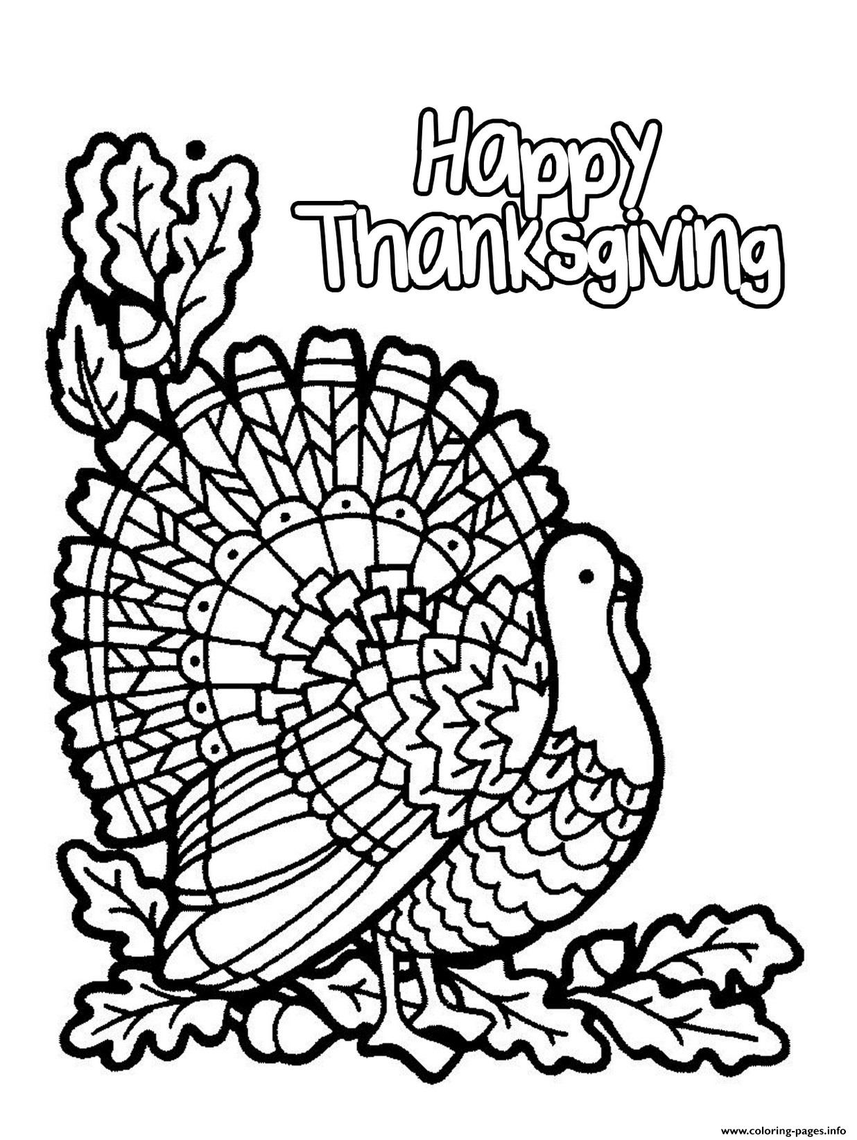 Happy Thanksgiving Turkey Coloring Pages Printable