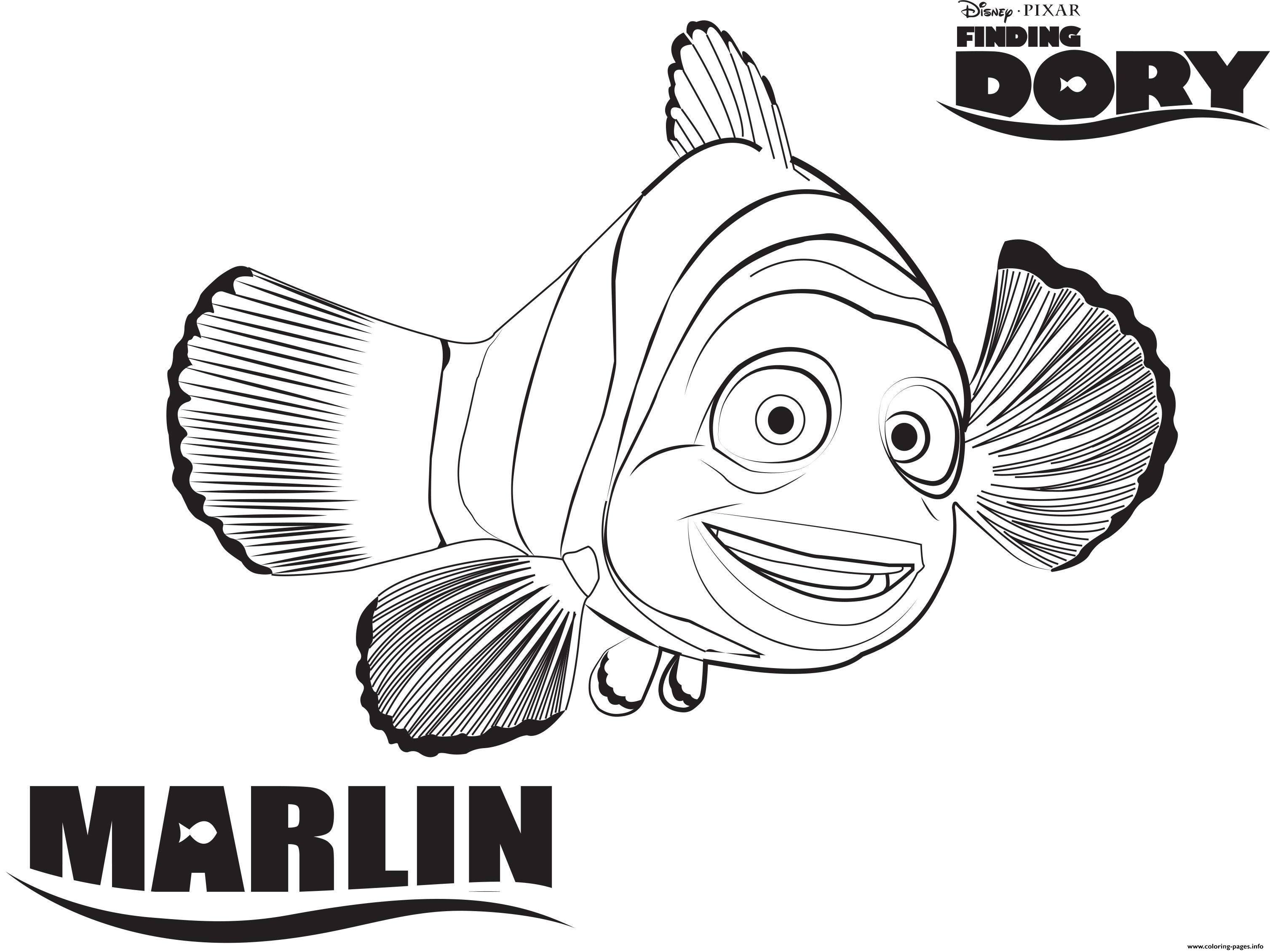 Marlin From Finding Nemo Disney Coloring Pages Printable