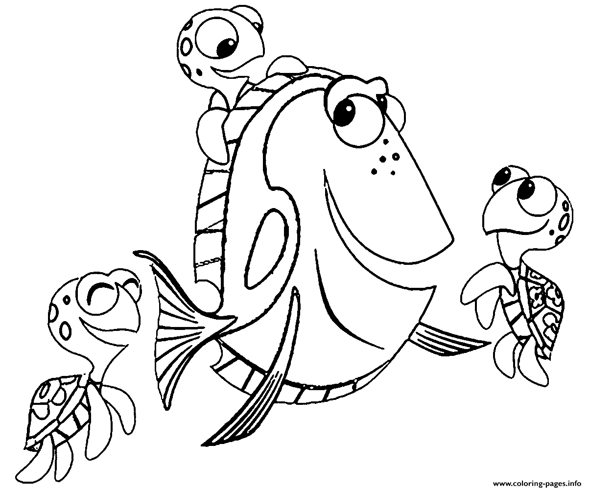 Dory Disney Finding Nemo Turtles Fish Coloring Pages Printable
