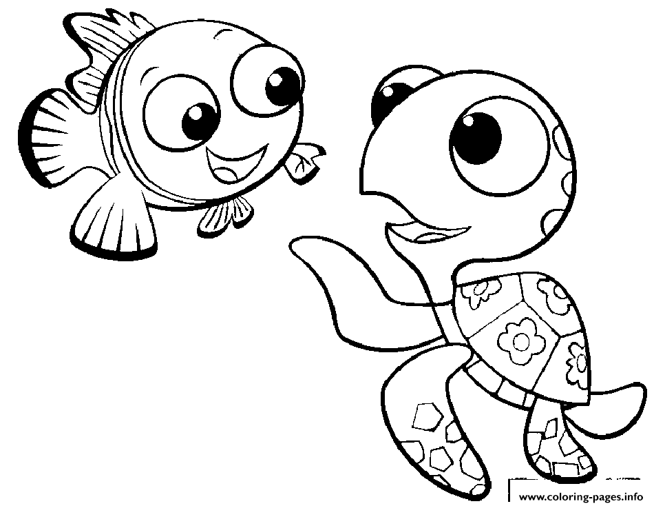 Finding Nemo And Crush Coloring Pages Printable