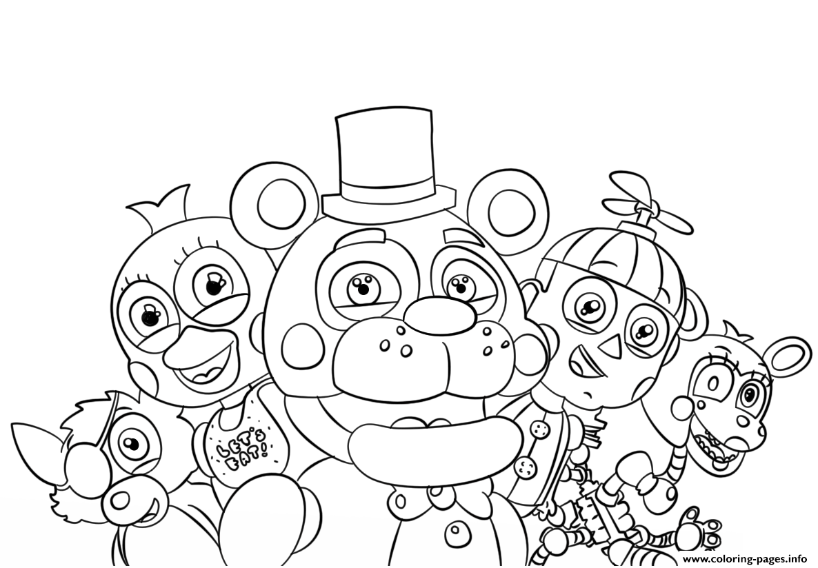 Five Nights At Freddys All Characters Coloring Pages Printable