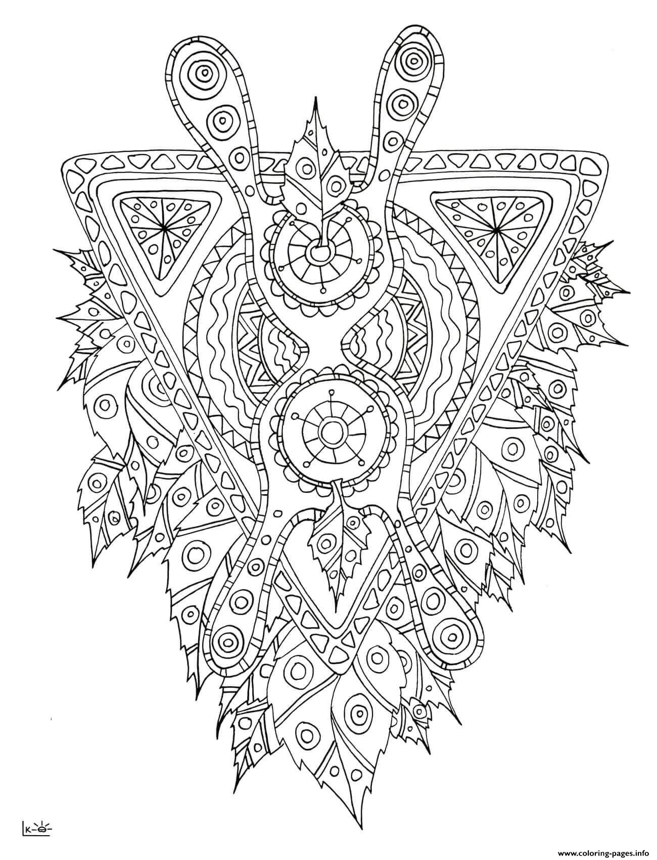 Mythical Creature Tribal Pattern Adults Coloring Pages Printable Art