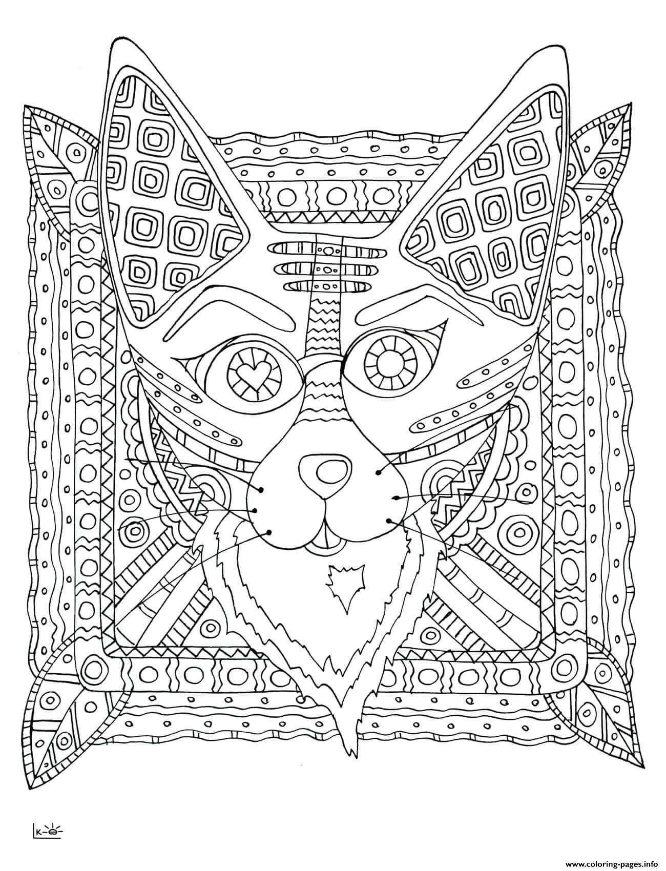 Fox Tribal Pattern Adults Coloring Pages Printable Designs