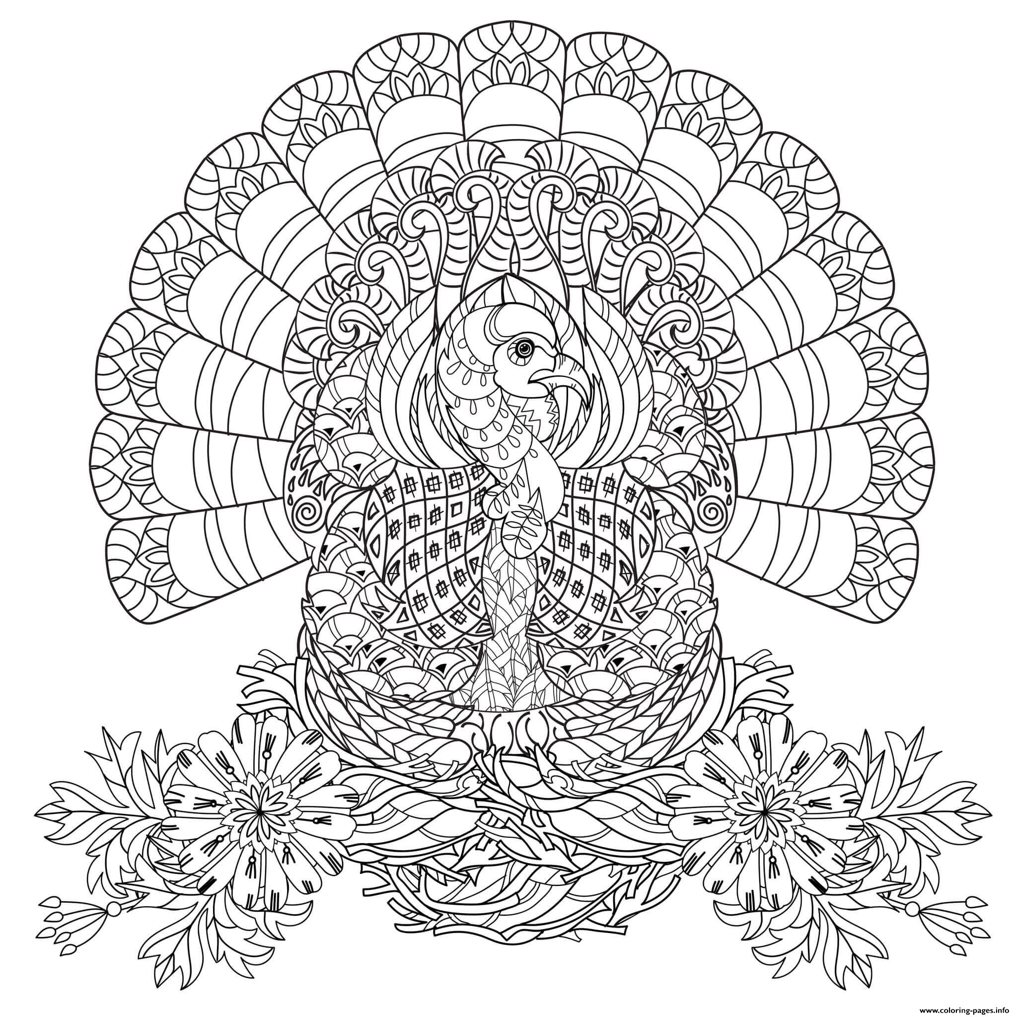 Adult Thanksgiving Turkey Coloring Pages Printable