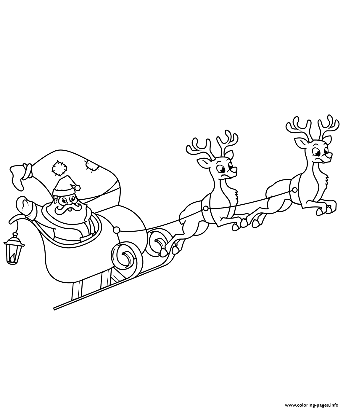 Santa Claus Riding His Sleigh Christmas Coloring Pages Printable