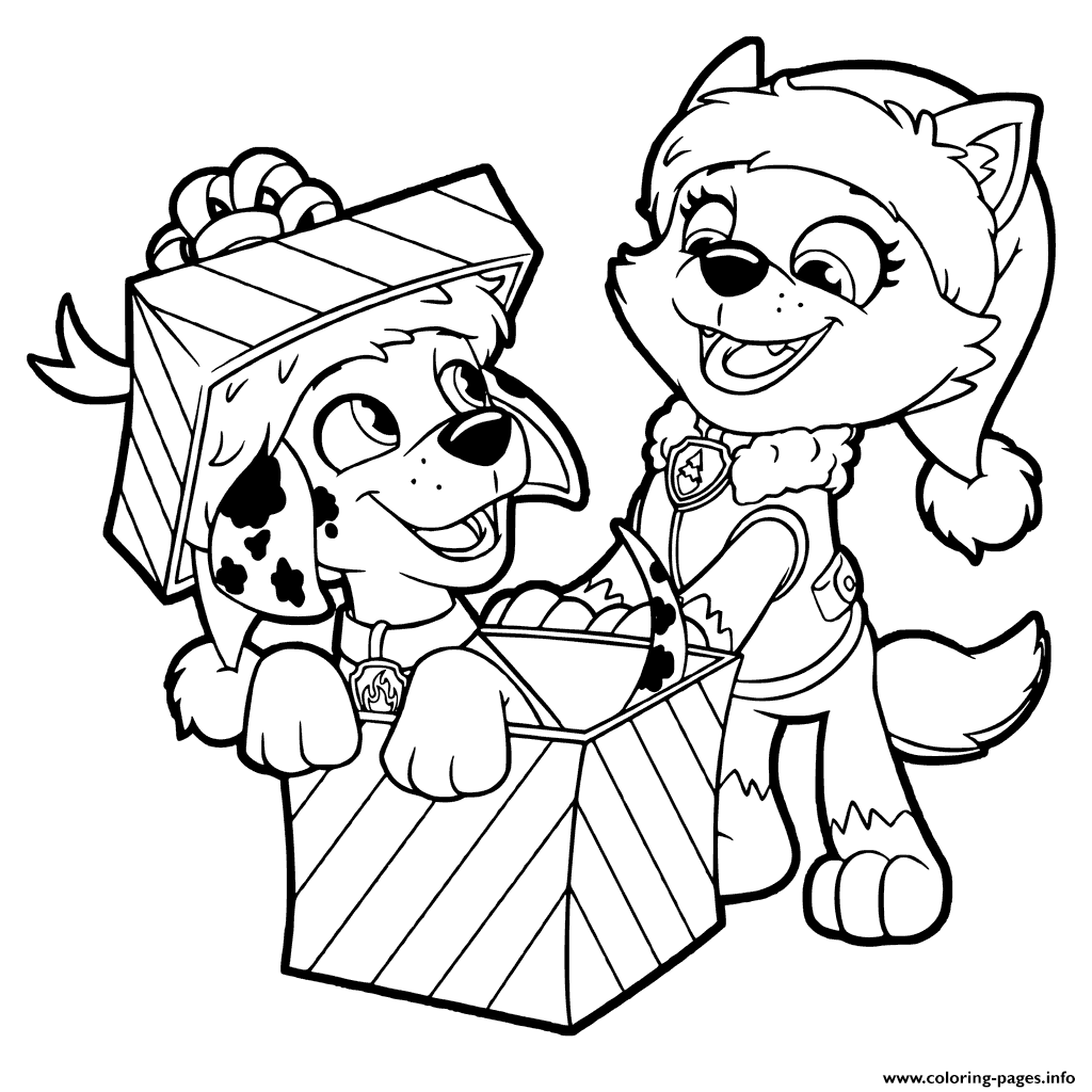 PAW Patrol Christmas Gifts Coloring Pages Printable