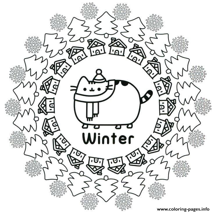 Pusheen Winter Coloring Pages Printable