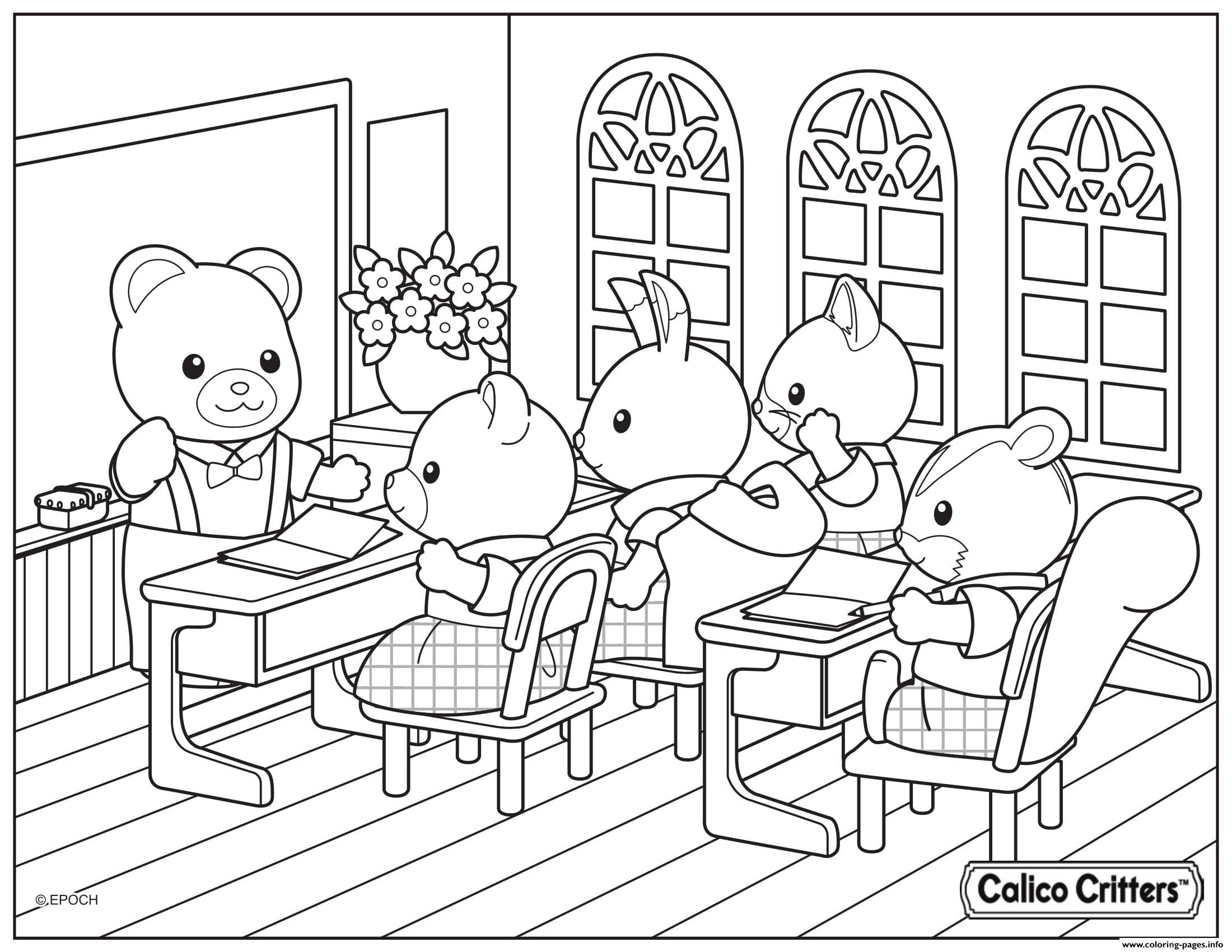 Calico Critters School Learning Coloring Pages Printable