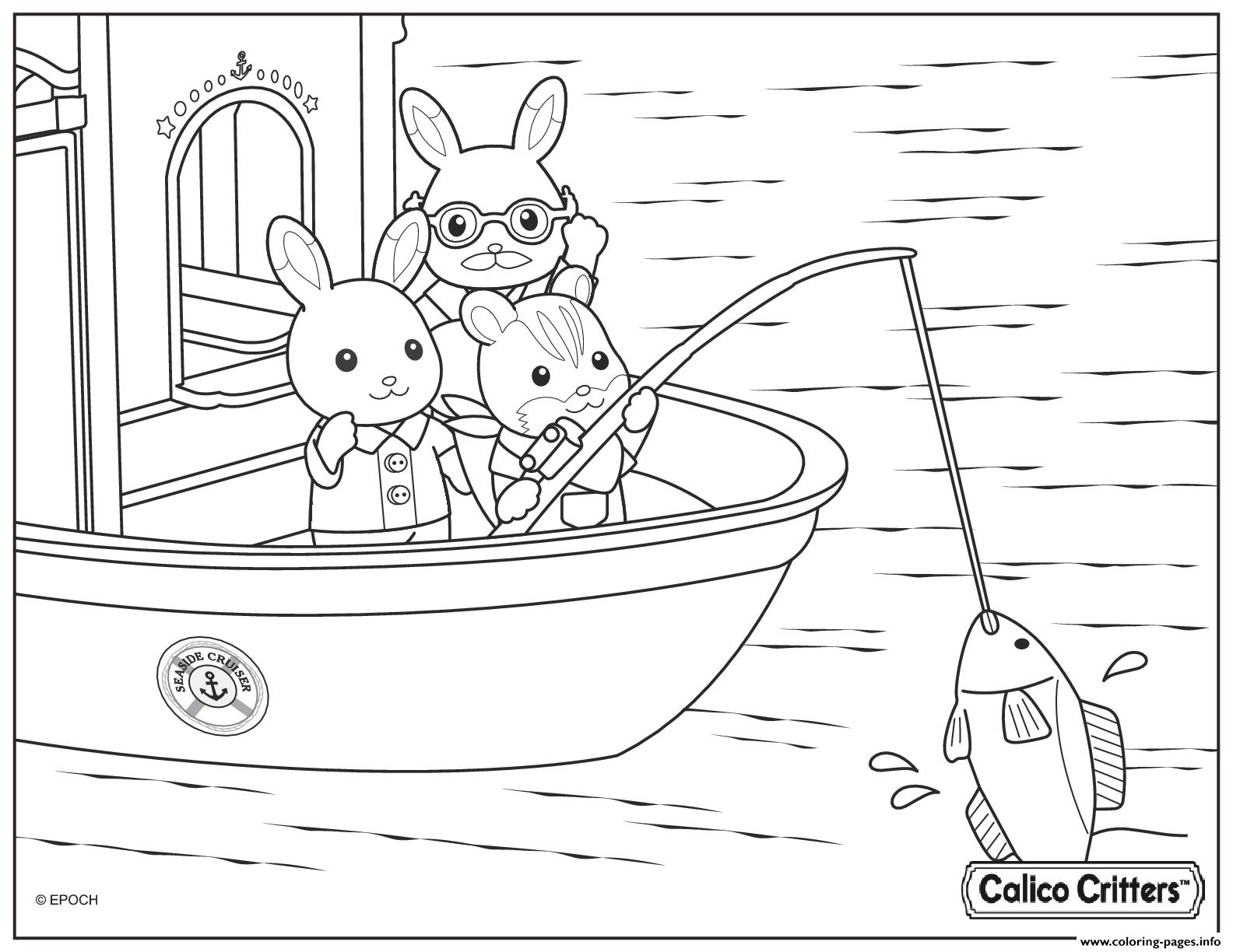 Calico Critters Fishing Coloring Pages Printable
