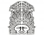 Printable adult totem inspiration inca mayan aztec 5 coloring pages