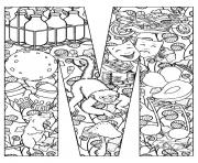 Printable adult mouse and monkey coloring pages
