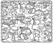 Printable adult christmas snowman coloring pages