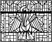 Printable adult stained glass pelican church arthon en retz france 20th complex version coloring pages