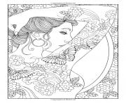 Printable adult shoulder tattooed woman coloring pages
