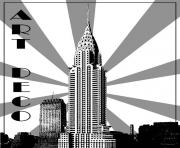 Printable adult art deco chrysler building new york coloring pages