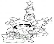 Printable merry christmas dora coloring pages