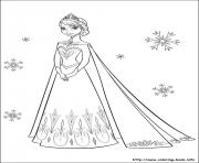 Printable princess elsa with a beautiful dress coloring pages