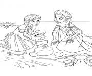 Printable elsa and anna help olaf to recover coloring pages