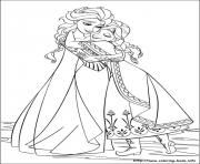 Printable anna gives a hug to elsa coloring pages