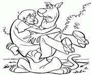 Printable shaggy afraid and hugging scooby doo c362 coloring pages