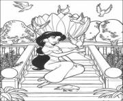 Printable jasmine sitting on the stair disney sced5 coloring pages