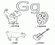 Printable all words for g s alphabetfa94 coloring pages