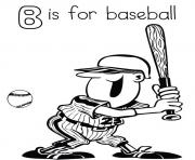 Printable alphabet s b is for baseballf014 coloring pages