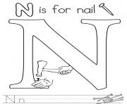Printable words of letter n free alphabet s179e coloring pages