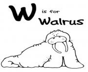 Printable w for walrus free alphabet s318f coloring pages
