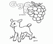 Printable goat and grapes s alphabet g3664 coloring pages
