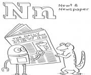 Printable newt and newspaper free alphabet sbc1b coloring pages