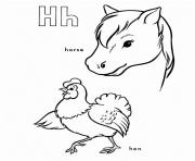 Printable horse and hen alphabet s printable9249 coloring pages