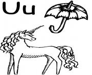 Printable unicorn and umbrella alphabet s free4979 coloring pages