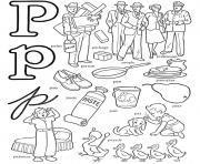 Printable p words free alphabet s6040 coloring pages