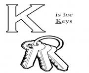 Printable k is for key alphabet s free9b33 coloring pages