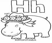 Printable hippotamus and hat alphabet 1701 coloring pages