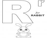 Printable r for rabbit free alphabet sf2b8 coloring pages