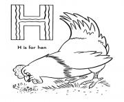 Printable h is for hen alphabet s printable9790 coloring pages