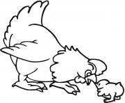 Printable a little chick and hen farm animal sfd88 coloring pages
