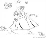 Printable aurora and the animals a3cc coloring pages