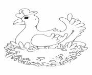 Printable hen farm animals s098b coloring pages